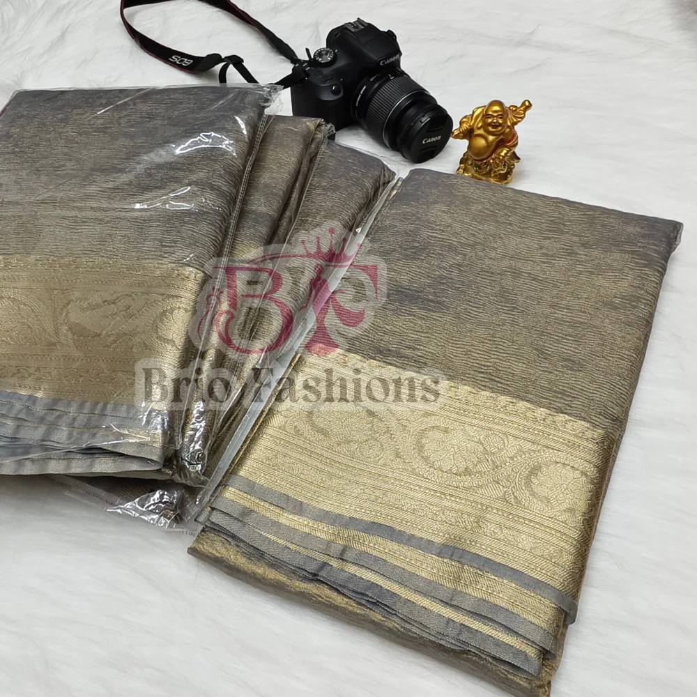 BANARASI TISSUE CRUSH SILk SAREES - Image 10